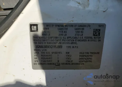 2012 Chevrolet Equinox Ls z USA, uszkodzony, nr VIN 2GNALBEK5C1160909